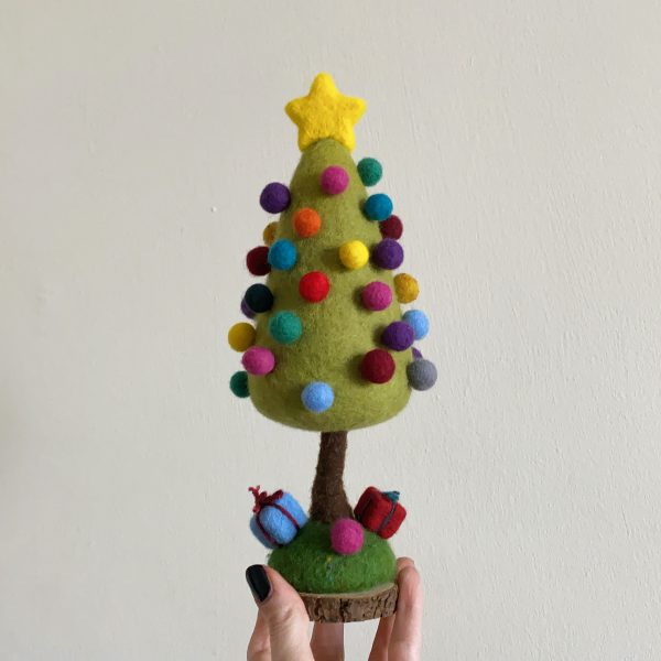 Image of cute mini needle felted Christmas tree