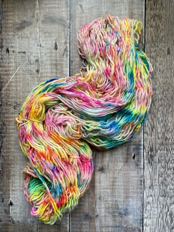 DK weight merino neon rainbow yarn